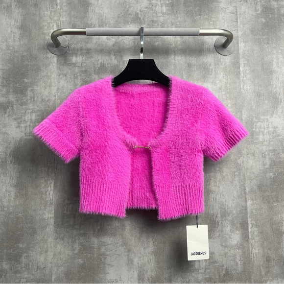 Jacquemus Tops - Jacquemus Bright Pink Knit Cardigan